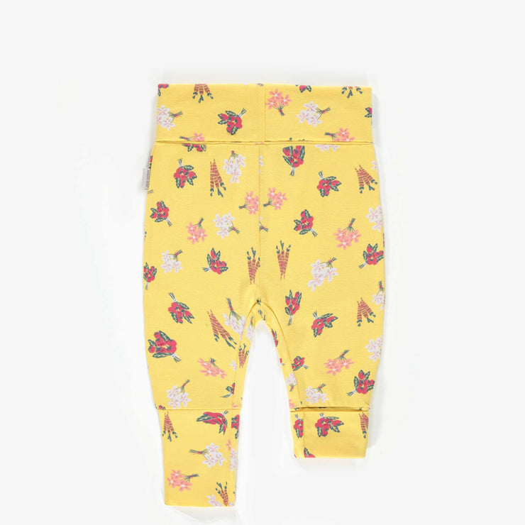 Pantalon évolutif jaune à motifs de tomates, nouveau-né fille || Yellow evolutive pants with tomato patterns, new-born girl