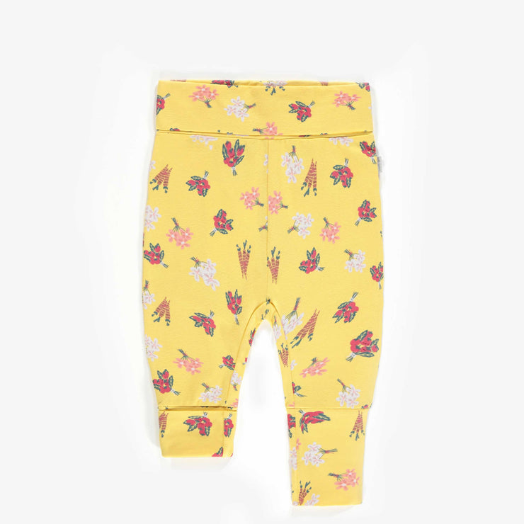 Pantalon évolutif jaune à motifs de tomates, nouveau-né fille || Yellow evolutive pants with tomato patterns, new-born girl