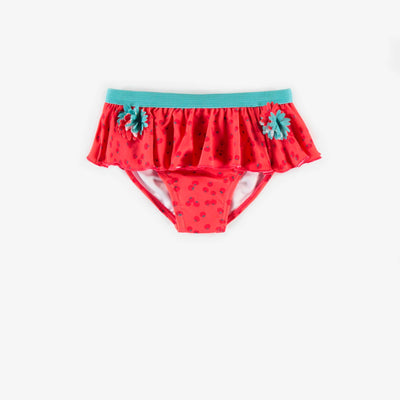 Culotte de bain rouge à motifs, fille || Red patterned Bikini Bottom, girl