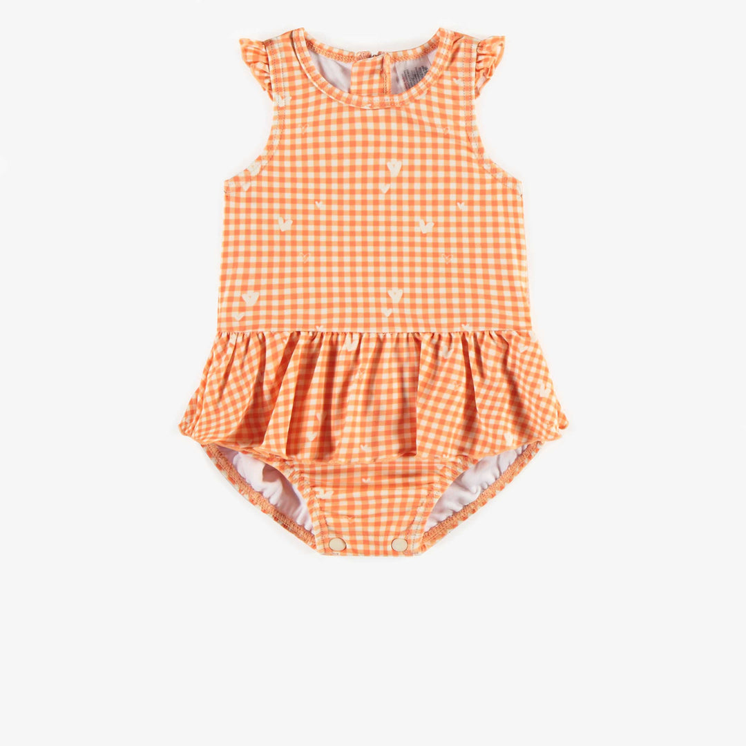 Ruffled orange one piece swimsuit baby
