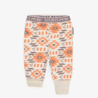 Pantalon de polar orange à motifs, bébé || Orange patterned polar pant, baby