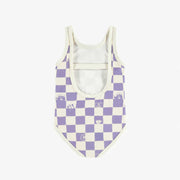 Maillot de bain une pièce mauve à carreaux, enfant || One piece purple plaid swimsuit, child