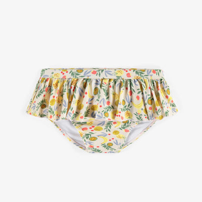 Culotte de bain avec volant et motifs tropicaux, enfant || Bathing short with ruffle and tropical patterns, child