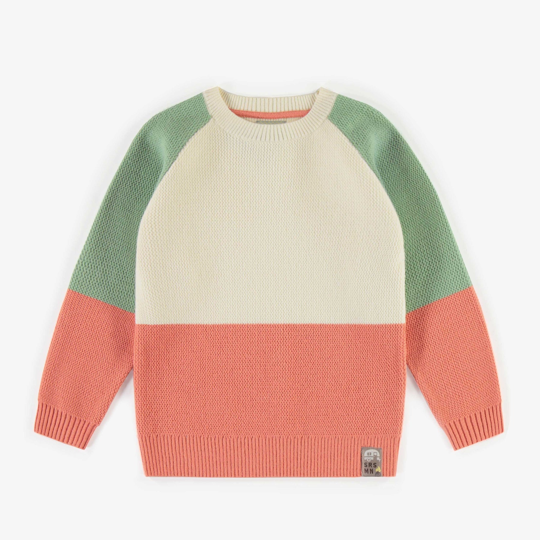 Long-sleeved knitted sweater color block, child - Souris Mini