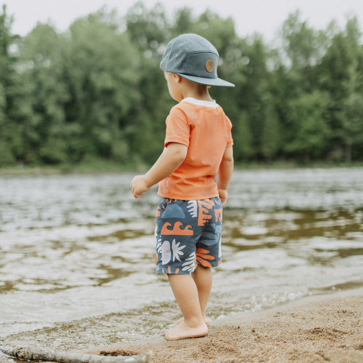 T-shirt de bain orange avec manches aux coudes, bébé || Orange bathing t-shirt with elbow sleeves, baby