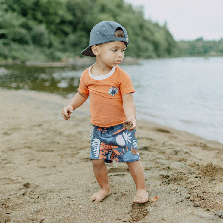 T-shirt de bain orange avec manches aux coudes, bébé || Orange bathing t-shirt with elbow sleeves, baby